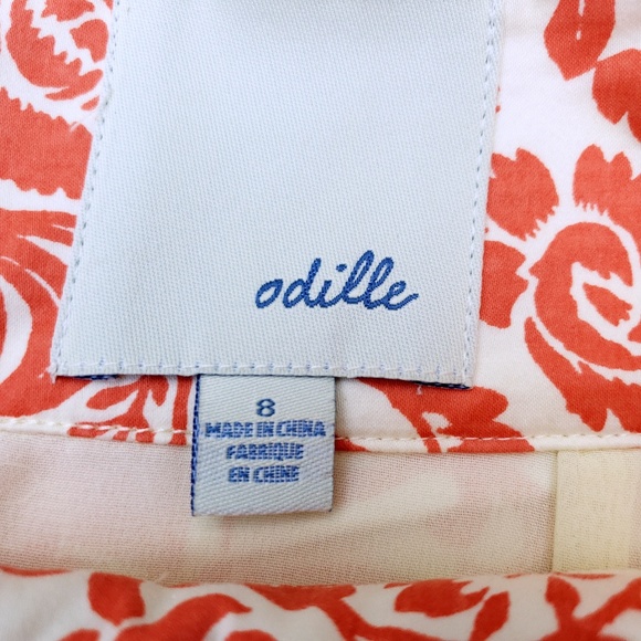 Anthropologie Odille Orange White Pleated Skirt - Picture 5 of 6